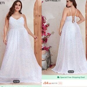 2Xl white maxi dress sequins sparkly